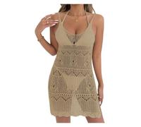 Vestido de Playa de Ganchillo Vestido Playero de Ganchillo for Mujer, Vestido Calado sin Mangas con Cuello Pico, Cubierta Bikini Abertura Lateral, Traje baño Verano