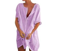 Vestido de playa para mujer, de lino, bikini, camisa elegante, blusa de punto, vestido de verano, vestido de ocio, top, vestido de toalla, traje de baño, poncho, blusas de gran tamaño, camisa larga y
