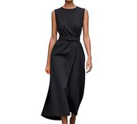 Vestido de playa para mujer largo playa verano elegante casual ligero bohe transpirable fluido vestido fluido mujer san mangas grandes tallas vestidos fiesta maxi traje vacaciones, Negro , L