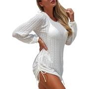 Vestido de playa para mujer, poncho de playa de manga larga, traje de baño para vacaciones, sexy, ropa de playa, traje de baño cómodo, traje de baño de moda, O blanco., XL