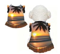 Vestido de playa para perros pequeños, bonito vestido de enagua de manga con vuelos para cachorro, traje de verano para chihuahua y gato Yorkie