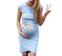 Vestido de premamá para fotografía Manga Corta Descubiertos Vestido Corto de Maternidad Embarazo Divertidos bebés Estampados Boda Fiesta Vestidos Moda Casual Vestido