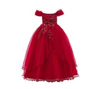 Vestido de Princesa de Tul con Apliques para Niña Falda Larga Vestidos de Fiesta Elegante Vestido Verano de Tul para Ceremonia Boda Cumpleaños Carnaval 6-15 Años