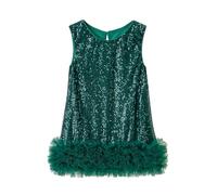 Vestido de princesa ligero para niñas, vestido de tul brillante, vestido de fiesta, informal, cuello redondo, vestido de lentejuelas, vestido de lentejuelas, vestido de fiesta para niños, vestido de