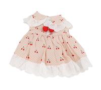 Vestido de Princesa para Mascotas de algodón, Transpirable, Suave, patrón de Cereza, Linda Falda para Mascotas para Cachorro, Conejito, Cerdo pequeño, Traje cómodo y de Moda para (SG)