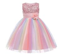 Vestido de Princesa para niña con Lentejuelas Tul Arco Iris niña Formal Vestido para Fiesta de cumpleaños, Boda, Dama de Honor, niño bebés Vestido de Noche