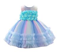 Vestido de princesa para niños, vestidos de bebé, niña, princesas, elegante, vestido de boda, dama de honor, encaje, plisado, traje de noche en Tullerobe Fluido, ropa para carnaval Communionrobe