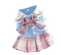 Vestido de princesa para perros pequeños, primavera, otoño e invierno, rosa, diseño a cuadros JK, tela cómoda y transpirable, adecuado para cachorros de peluche Bichon Frise, Pomerania, Schnauzer