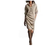 Vestido de punto ajustado para mujer, cuello alto, cuello alto, cuello alto, casual, acanalado, elástico, manga larga, entallado, para otoño e invierno, Negro, XL