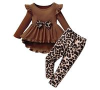 Vestido de Punto para niña con Cuello Redondo, Patchwork, Falda asimétrica y Leggings Informales para Uso Diario, Conjunto de Dos Piezas, Moderno y cómodo.