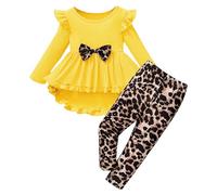 Vestido de Punto para niña con Cuello Redondo, Patchwork, Falda asimétrica y Leggings Informales para Uso Diario.