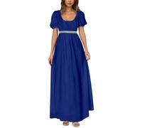 Vestido de Regencia para Mujer Manga Abullada con Volantes Cinturón Vestido de Fiesta con Cintura Imperio