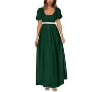 Vestido de Regencia para Mujer Manga Abullada con Volantes Cinturón Vestido de Fiesta con Cintura Imperio