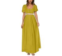 Vestido de Regencia para Mujer Manga Abullada con Volantes Cinturón Vestido de Fiesta con Cintura Imperio