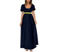 Vestido de Regencia para Mujer Manga Abullada con Volantes Cinturón Vestido de Fiesta con Cintura Imperio