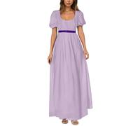 Vestido de Regencia para Mujer Manga Abullada con Volantes Cinturón Vestido de Fiesta con Cintura Imperio