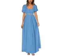 Vestido de Regencia para Mujer Manga Abullada con Volantes Cinturón Vestido de Fiesta con Cintura Imperio