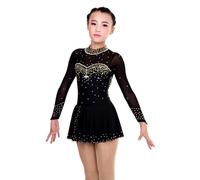 Vestido De Rendimiento De Patinaje Artístico for Niñas Mujeres Traje De Competencia De Patinaje Sobre Hielo Rhinestone Hecho A Mano Profesional De Manga Larga Ropa De Patinaje(3XL)