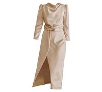 Vestido de satén de Gama Alta para Mujer con Temperamento Elegante, Atuendo de Dama de Honor, Puntas Abiertas de otoño e Invierno Chaqueta Plata Mujer