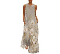 Vestido De Sin Mangas para Mujer Margarita Elegante Vestidos De Boda Invitada Casual Dresses Vestidos Elegantes Mujer Playero Invitada Boda Vestido Planta Sencilla Verano Ropa, Beige