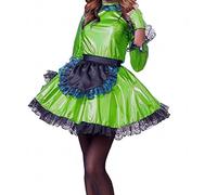 Vestido de sirvienta rosa para mujer, uniforme de princesa, vestido de fiesta de club, vestido de encaje, delantal Wuth, verde fruta, 7XL