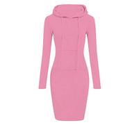 Vestido de sudadera para mujer, manga larga, hasta la rodilla, con capucha, vestido de invierno, elegante, cálido, informal, vestido de sudadera, vestido largo para otoño, minivestido, manga larga,