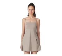 Vestido de Tenis for Mujer, Traje Deportivo sin Mangas, Ajustado, for Correr al Aire Libre, Fitness, Faldas Cortas, chándales Golf y bádminton, Acolchadas for Yoga para Tennis, Golf(Khaki,M)