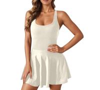 Vestido de tenis para mujer, sin mangas, cuello cuadrado, vestido de golf con sujetador integrado, vestido de entrenamiento, sexy, espalda descubierta, vestido deportivo, minivestido de tenis