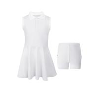 Vestido de Tenis y Golf con Pantalones Cortos, Polo Deportivo sin Mangas, Bolsillos para Niñas 5-15 años