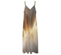 Vestido De Tirantes Finos para Mujer - Patrones Abstractos Vestido Largo Sin Mangas, Sexy, Sin Espalda, con Escote En V, para Fiestas De Verano En La Playa, Corte A. M