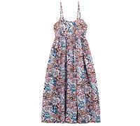 Vestido de tirantes para mujer, 100% algodón, popelín, playa, vestido floral, vestido midi floral, vestido largo, cintura alta, con correas ajustables, A10 Navy Paisley, Talla única