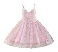 Vestido de Tirantes sin Mangas para niñas pequeñas, diseño de Princesa con Vuelo para Fiestas, confeccionado en algodón Suave y Tul Ligero, Ideal para Bailes y Celebraciones Desde 12 Meses hasta 3
