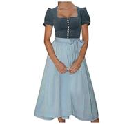 Vestido de tirolesa para mujer, estilo retro, estilo tirolesa, para Oktoberfest, festivo, tallas grandes, blusa tirolesa, vestido maxi, gris oscuro, XXL