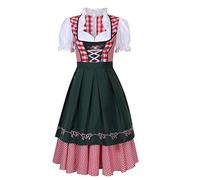 Vestido de tirolesa para mujer, midi Oktoberfest, vestido de fiesta, vestido rojo, vestido sexy, hasta la rodilla, fiesta, retro, cerveza, niña, barman, vestido de fiesta, O rojo., S