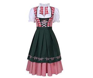 Vestido de tirolesa para mujer, midi Oktoberfest, vestido de fiesta, vestido rojo, vestido sexy, hasta la rodilla, fiesta, retro, cerveza, niña, barman, vestido de fiesta, O rojo., S