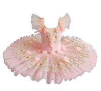 Vestido de tutú de Ballet de El Lago de los cisnes para niñas Vestido Fiesta Bailarina con tutú Plato para niños Vestido de Baile sin Mangas con Tirantes Finos para Gimnasia,Pink 1,160