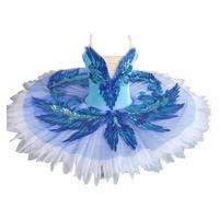 Vestido de Tutú de Ballet Profesional para Niñas, Disfraz de Princesa con Plato de Panqueque Y Bailarina del Lago de Los Cisnes, para Competición de Baile En El Escenario, Ropa de Práctica （160 cm）