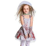 Vestido de tutú de novia ensangrentada para Halloween, vestido de Halloween con velo y calentadores para fiestas
