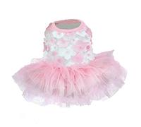 Vestido De Tutú para Perros Vestido De Perro Falda De Flores De Melocotón Fiesta De Mascotas Ropa De Verano Vestido De Tutú De Malla para Cachorros S