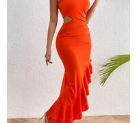 Vestido de Una Hombra para Mujer, Falda Sin con Corte Hueco , Vestido Irregular que la Cadera para Mujer