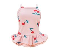 Vestido de Vacaciones para Mascotas Algodón Poliuretano Suave y Transpirable Linda Falda para Perros Diseño de Cabestrillo con patrón de Cereza de Moda para Perros pequeños Hogar (S)