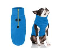 Vestido de velln de medias cremalleras de Gooby - Ster de perros de jaleo suave y clido con correa de anillo dual D - Invierno Ster Sweater - Blu