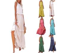 Vestido de Verano Casual con Volantes, Vestidos Largos de Verano para Mujer 2024, Vestidos Largos Halter para Mujer (M,Shape-A)