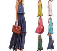 Vestido de Verano Casual con Volantes, Vestidos Largos de Verano para Mujer 2024, Vestidos Largos Halter para Mujer (S,Shape-G)