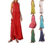 Vestido de Verano Casual con Volantes, Vestidos Largos de Verano para Mujer 2024, Vestidos Largos Halter para Mujer (L,Shape-H)