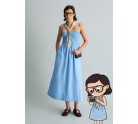Vestido de verano con fruncidos Flaxflower Blue XL