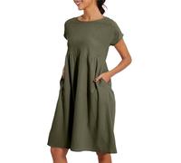 Vestido de verano de algodón liso con cuello redondo y manga corta para mujer, vestido de viaje de maternidad, vacaciones, talla grande, verde, XXL