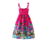 Vestido de verano europeo para niñas grandes, vestido de playa, algodón étnico, seda, cadena de vestido para niños, cadena para pantalones, Rosa B-Hot, 4 años