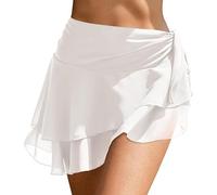 Vestido de verano italiano para mujer, falda de bikini de playa, falda de gasa con volantes, vestido de noche rojo para mujer, Blanco, XL