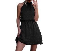 Vestido de Verano Mujer 2022 Baratos Manga Corta Ajustado Elegante Sin Mangas Línea A Mini Top Moda Casual Cuello O Vendaje